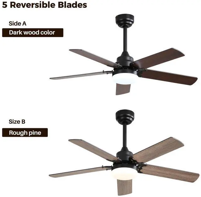 Alt view image 5 of 7 - Sofucor 42 Inch Flush Mount & Down Rod Ceiling Fans Light Kit Modern 3 Blade Wood Ceiling Fan