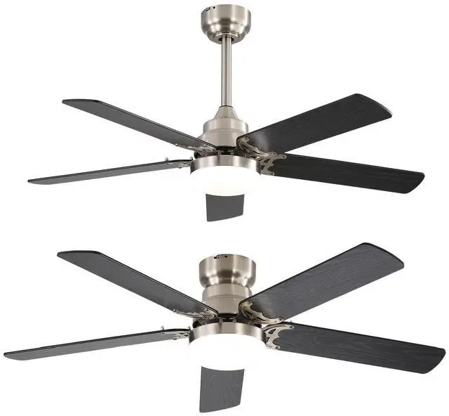 Main image of Sofucor 42 Inch Modern Nickel Ceiling Fan with Light and Remote Control 6 Adjustable Wind Speed Flush Mount Ceiling Fan Downrod Optional, Dimmable LED Light Dual Finish Blades Ceiling Fan for Bedroom
