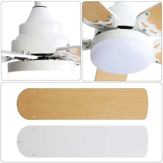 Alt view image 2 of 7 - Sofucor 42'' Dual Color Blade Ceiling Fans with Lights and Remote 5 Blade Modern Ceiling Fan for Bedroom Living Room Patio Dimmable LED Lighting 6 Speeds DC Quiet