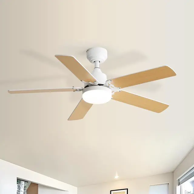 Alt view image 6 of 7 - Sofucor 42'' Dual Color Blade Ceiling Fans with Lights and Remote 5 Blade Modern Ceiling Fan for Bedroom Living Room Patio Dimmable LED Lighting 6 Speeds DC Quiet