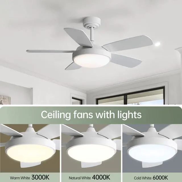 Main image of Sofucor 42 inch Ceiling Fans Light Kits with Remote Control Dimmable LED Reversible Noiseless Farmhouse Ceiling Fan for Bedroom Indoor/Outdoor