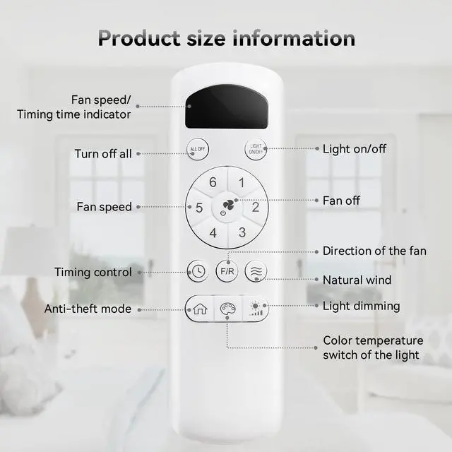 Alt view image 5 of 7 - Sofucor 42 inch Ceiling Fans Light Kits with Remote Control Dimmable LED Reversible Noiseless Farmhouse Ceiling Fan for Bedroom Indoor/Outdoor