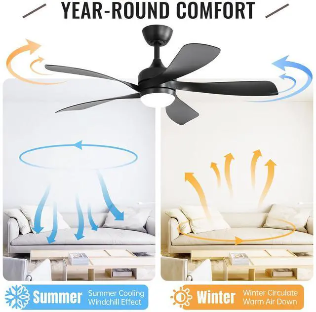 Alt view image 2 of 7 - Sofucor 52 Inch Ceiling Fans with Lights and Remote 6-Speed 3 CCT 3-Timer Low Profile High CFM Ceiling Fan Noiseless for Living Room Bedroom Patio