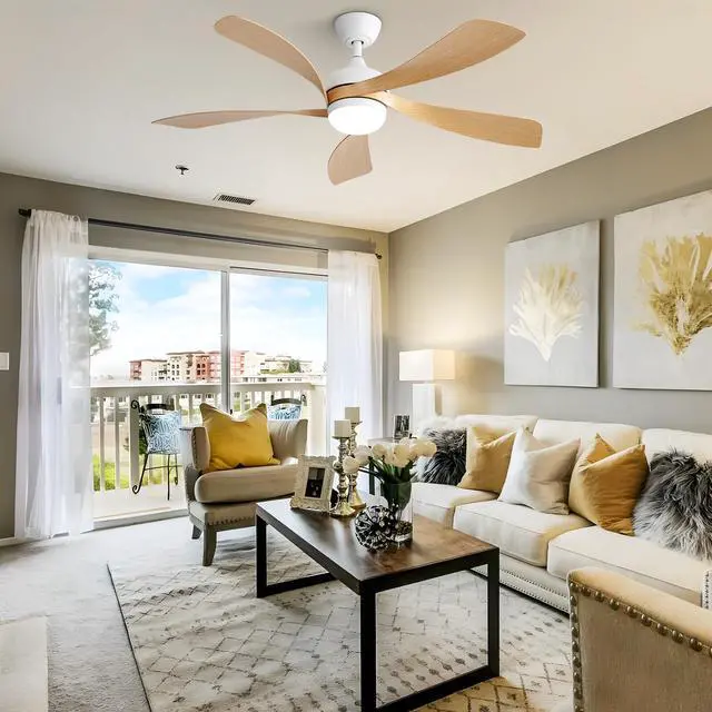 Alt view image 5 of 7 - Sofucor 52 Inch Ceiling Fan with Lights Modern Ceiling Fan with Remote and Dimmiable LED Light for Indoor Bedroom Living Room Farmhouse Outdoor Patio Porch 5 Blades Reversible DC Motor