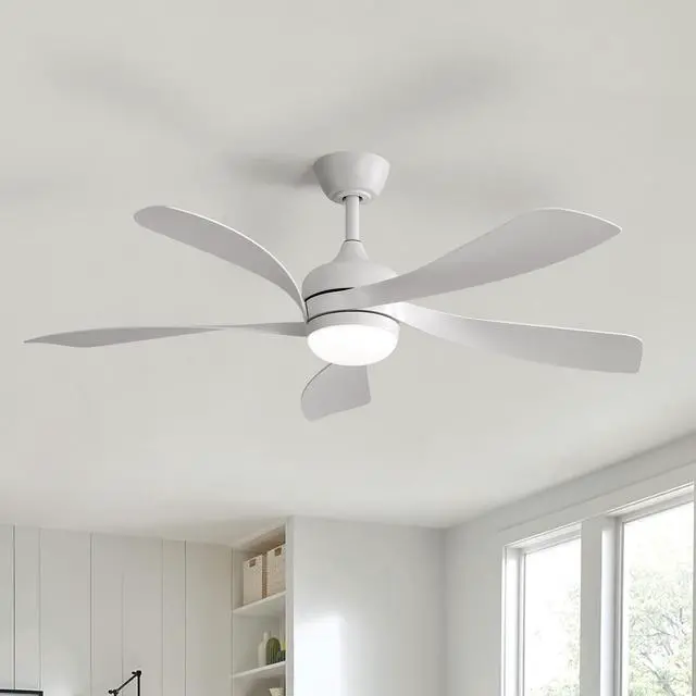 Alt view image 2 of 7 - Sofucor White 52 inch Ceiling Fans with Lights Modern Low Profile Ceiling Fan Light Kit With Remote Control Quiet Reversible DC Motor for Living Room Bedroom Patios Indoor Outdoor