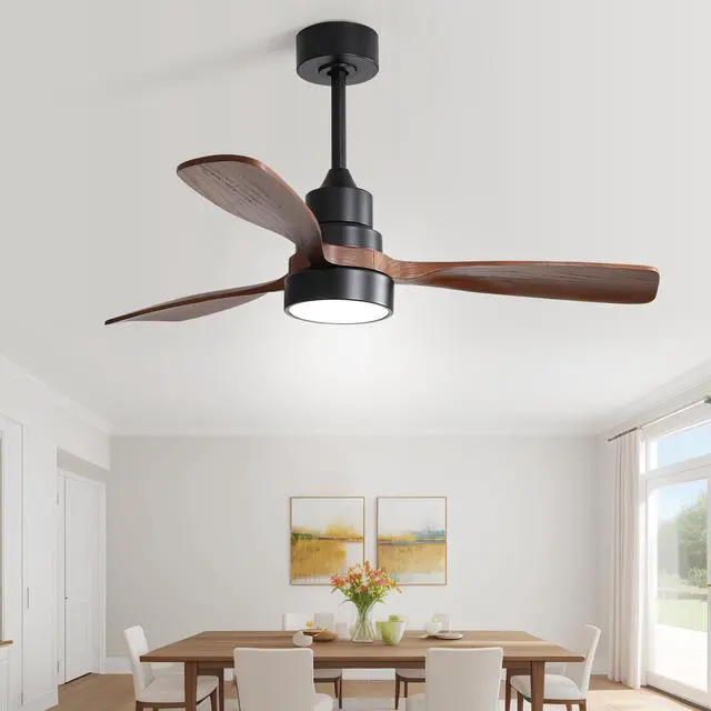 Alt view image 6 of 7 - Sofucor 48 Inch Casual Bedroom Ceiling Fan with Light Kit and Remote Indoor Outdoor Wood Blades Ceiling Fan