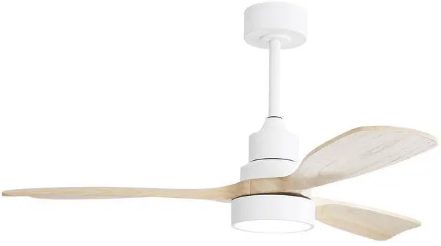 Main image of Sofucor Ceiling Fans with Lights and Remote 52 Inch Outdoor Ceiling Fans for Patios Low Profile Ceiling Fan for Bedroom Quiet DC Motor Energy Saving Modern White Wood Ceiling Fan
