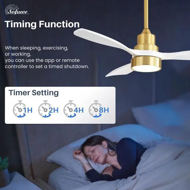 Alt view image 6 of 7 - Sofucor 48 Inch Smart Ceiling Fan with Lights and Remote/APP Control Work with Alexa/Google Low Profile Ceiling Fan for Indoor Outdoor Bedroom