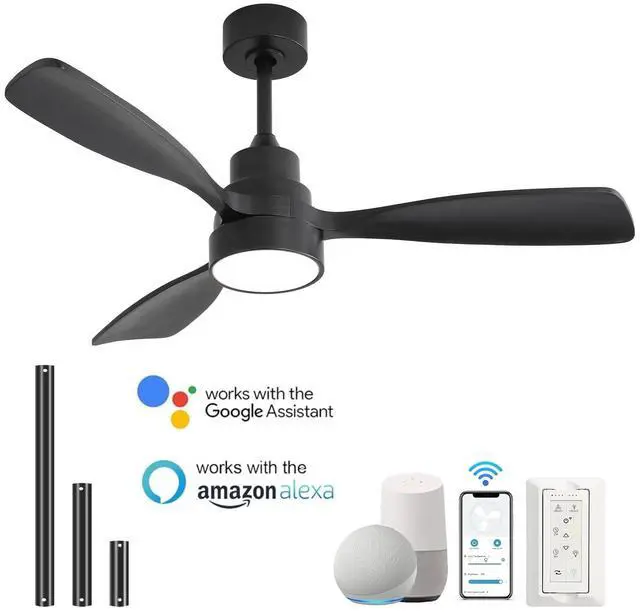 Main image of Sofucor 48 Inch Smart Ceiling Fan with Lights, Remote & App Control Reversible DC Motor Dimmable LED, Low Profile Modern Ceiling Fans for Bedroom Living Room