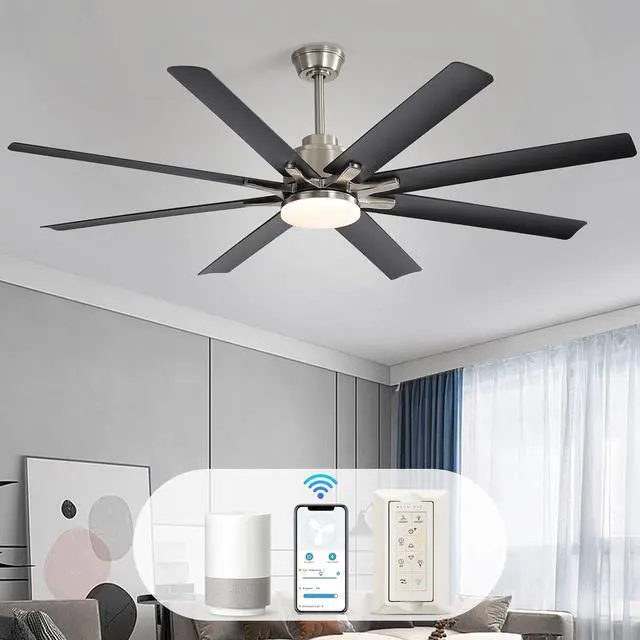 Alt view image 6 of 7 - Sofucor Extra Large 66 Inch Ceiling Fan & Light APP Remote Control 8-Blades Cooling Modern Ceiling Fans