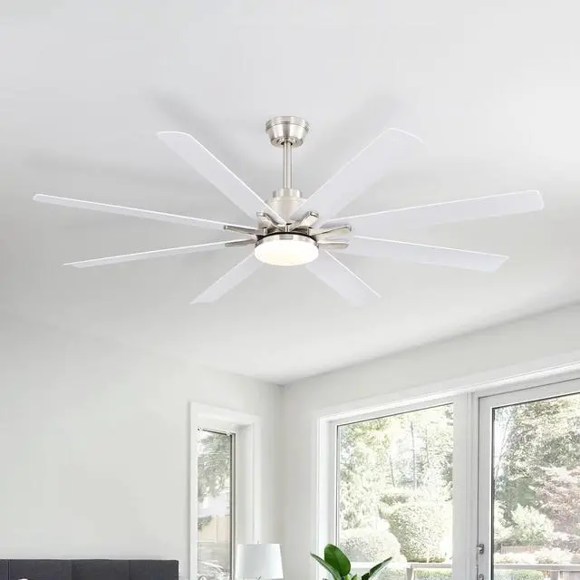 Alt view image 2 of 7 - Sofucor Smart APP 8 Arms Fan 66'' Ceiling Fan with LED Light Kit & Remote Control LED Light Industrial Ceiling Fan Quiet DC Motor