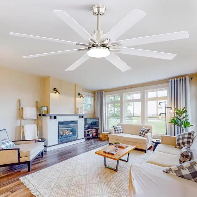 Alt view image 7 of 7 - Sofucor Smart APP 8 Arms Fan 66'' Ceiling Fan with LED Light Kit & Remote Control LED Light Industrial Ceiling Fan Quiet DC Motor