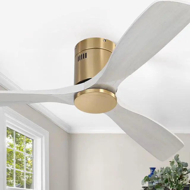 Alt view image 4 of 7 - Sofucor 52'' Ceiling Fan Without Lights Modern Flush Mount Ceiling Fan No Light with Remote Control 3 Wood Blades for Bedroom/Farmhouse/Patio/Indoor