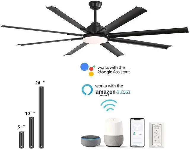 Main image of Sofucor 84in High CFM Ceiling Fan W/Light Smart Life APP Remote Control Timer For Alexa Google Indoor Outdoor/Bedroom/Living room/Patio/ Adjustable 6 Speed/8 Blade/Dimmable Light LED /memory Function