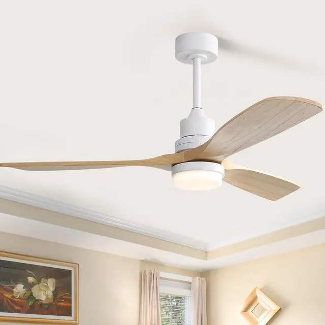 Alt view image 7 of 7 - Sofucor 52 inch Solid Wood Ceiling Fan with Lights and Remote Low Profile Outdoor Indoor Modern 3 Blade Fan for Living Room Bedroom Farmhouse Patio