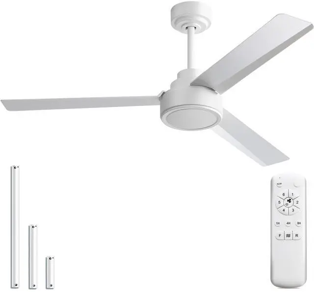 Main image of Sofucor Modern Ceiling Fans without Lights 52 Inch Ceiling Fan No Light with Remote Outdoor Ceiling Fans for Patios Bedroom DC Motor Reversible 3 Blades Timer
