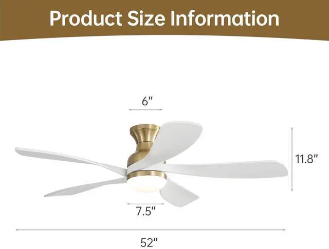 Alt view image 6 of 7 - Sofucor 52 Inch Smart Ceiling Fan with Remote Control & Light 5 Reversible Blades APP Control Voice Control Adjustable 3-color LED Light Bedroom Ceiling Fan Solid wood blades