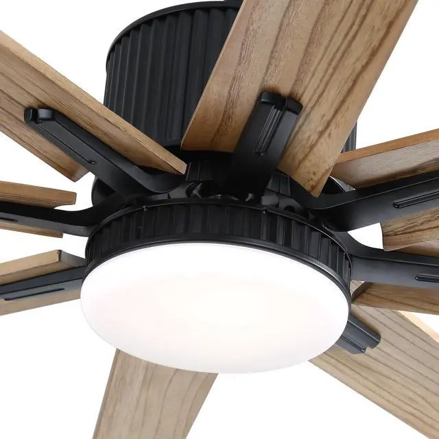 Main image of Sofucor 76 Inch Solid Wood Large Industrial Ceiling Fan with Light Indoor Outdoor Smart Fan with Remote & APP Alexa Control, 8 Blade Reversible DC Motor