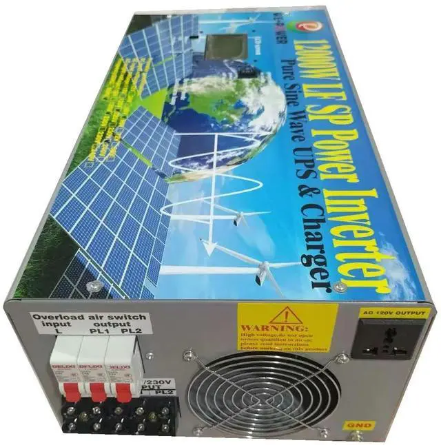 Alt view image 3 of 7 - U-POWER 48000W Peak 12000W Power Inverter(6000W 110V Or 6000W 220V)Low Frequency Split Phase Pure Sine Wave Solar Converter 24V DC To 110V,220V AC 60Hz Frequency With UPS/Battery Charger/LCD Display