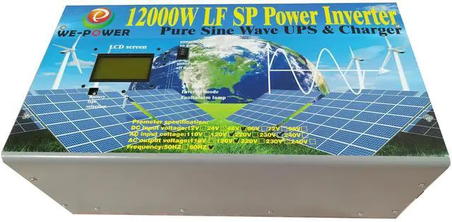 Alt view image 2 of 7 - U-POWER 48000W Peak 12000W Power Inverter(6000W 110V Or 6000W 220V)Low Frequency Split Phase Pure Sine Wave Solar Converter 24V DC To 110V,220V AC 60Hz Frequency With UPS/Battery Charger/LCD Display