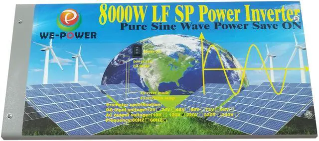 Main image of U-POWER 32000W Peak 8000W Power Inverter (4000W 110V Or 4000W 220V) Low Frequency Split Phase Pure Sine Wave Solar Converter 12V DC To 110V,220V AC 60Hz Frequency For RV Car Power Tools