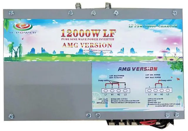 Main image of U-POWER 48000W Peak 12000W Power Inverter(6000W 110V Or 6000W 220V)Low Frequency Split Phase Pure Sine Wave Solar Converter 12V DC To 110V,220V AC 60Hz Frequency With UPS/Battery Charger/LCD Display