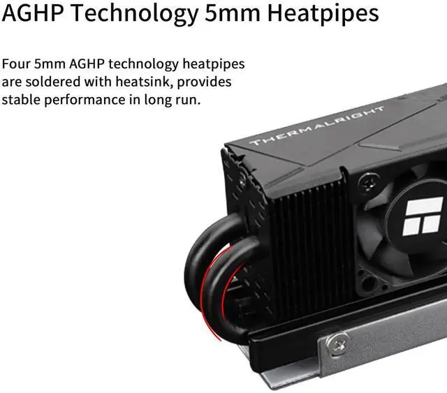 Alt view image 2 of 5 - Thermalright HR10 2280 PRO Black SSD Cooler, Double Sided Heatsink, Carries 14.8W/m.k Silicone Pad, Includes 4 heatpipes, Reflow Process, 2280 SSD Heatsink Cooler for Desktop