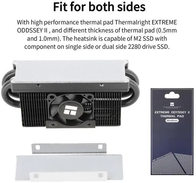 Alt view image 3 of 5 - Thermalright HR10 2280 PRO Black SSD Cooler, Double Sided Heatsink, Carries 14.8W/m.k Silicone Pad, Includes 4 heatpipes, Reflow Process, 2280 SSD Heatsink Cooler for Desktop