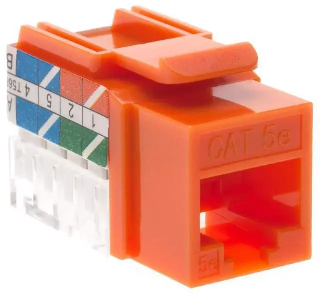Alt view image 2 of 5 - SATMAXIMUM Cat5e Keystone Ethernet Wall Jack Punch Down UTP 45-Degree (Easier Termination Than 90-Degree), RJ45 Slim Profile Speed Termination Orange 45deg Angled (20 Pack)