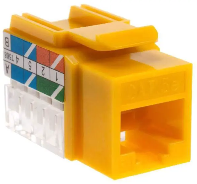 Alt view image 2 of 5 - SATMAXIMUM Cat5e Keystone Ethernet Wall Jack Punch Down UTP 45-Degree (Easier Termination Than 90-Degree), RJ45 Slim Profile Speed Termination Yellow 45deg Angled (20 Pack)