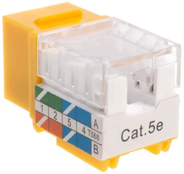 Alt view image 3 of 5 - SATMAXIMUM Cat5e Keystone Ethernet Wall Jack Punch Down UTP 45-Degree (Easier Termination Than 90-Degree), RJ45 Slim Profile Speed Termination Yellow 45deg Angled (20 Pack)