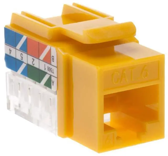 Alt view image 4 of 5 - SATMAXIMUM Cat5e Keystone Ethernet Wall Jack Punch Down UTP 45-Degree (Easier Termination Than 90-Degree), RJ45 Slim Profile Speed Termination Yellow 45deg Angled (20 Pack)