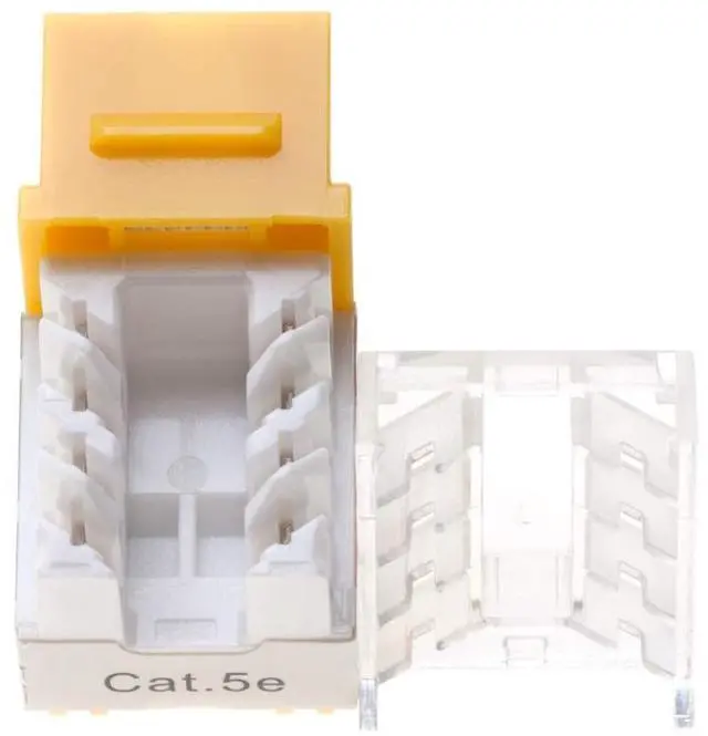Alt view image 5 of 5 - SATMAXIMUM Cat5e Keystone Ethernet Wall Jack Punch Down UTP 45-Degree (Easier Termination Than 90-Degree), RJ45 Slim Profile Speed Termination Yellow 45deg Angled (20 Pack)