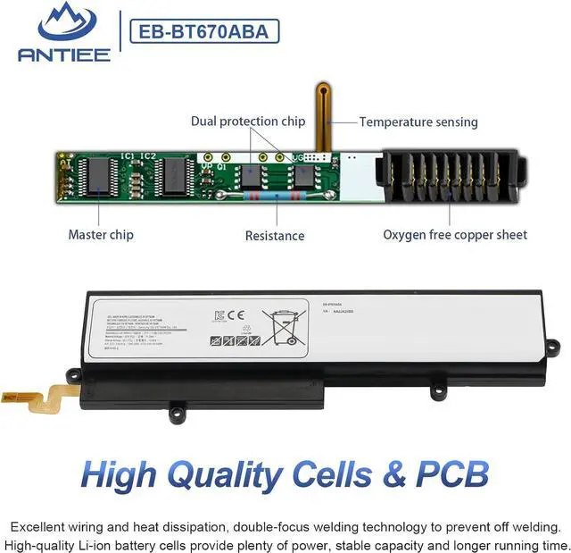 Alt view image 3 of 5 - ANTIEE EB-BT670ABA Laptop Battery for Samsung Galaxy View 18.4" SM-T670N SM-T677A SM-T670NZKAXAR SM-T670NZWAXAR Series AA2GA26BS AA2GC05BS AA2GB07BS AA2GB07B AA1G907KS AA1GA02BS AA2GC16BS