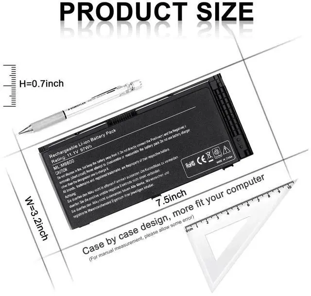 Alt view image 3 of 5 - IEFUU New M6600 Laptop Battery for Dell Precision M4600 M4700 M4800 M6700 M6800 Series Battery Fits Type FV993 KJ321 FJJ4W R7PND PG6RC RY6WH V7M28 J5CG3 FVWT4 11.1V 97Wh