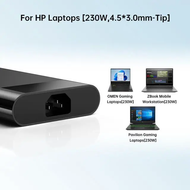 Alt view image 5 of 5 - 230W Smart AC Adapter for HP Victus Charger Omen 15 17 ZBook Fury 17 16 G10 G9 Compatible with HP Gaming Laptop 230 Watt Power Supply TPN-LA10 M41303-001 PA-1231-08HH M35733-001