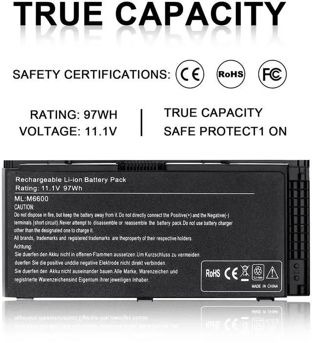 Alt view image 4 of 5 - IEFUU New M6600 Laptop Battery for Dell Precision M4600 M4700 M4800 M6700 M6800 Series Battery Fits Type FV993 KJ321 FJJ4W R7PND PG6RC RY6WH V7M28 J5CG3 FVWT4 11.1V 97Wh