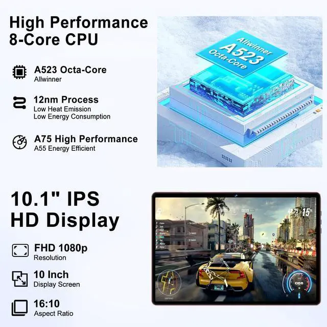 Alt view image 3 of 5 - DMOAO 2025 Tablet Android 14 Tablets with 128GB ROM+18GB RAM, 1TB Expand 2 in 1 10.1 Inch Tablet with Keyboard, Powerful Octa-Core, WiFi 6, BT5.0, 6000mAh, Widevine L1, Gold