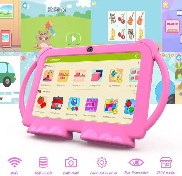 Alt view image 4 of 5 - CUPEISI Android 14 Kids Tablet, 7 inch Tablet for Kids, 4GB RAM 32GB ROM Toddler Tableta with Case, Quad-core Processor, 1024 * 600 IPS Screen, Parental Control, IWAWA APP Children Tableta for Girls