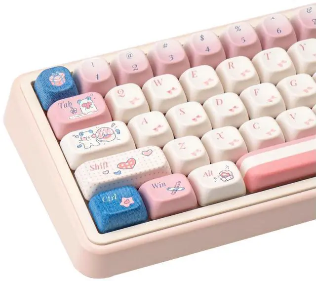 Main image of COOMICKEY 150 Key Dye-Sublimation PBT Keycaps, Pink White Keycap, Cute Custom Keycaps, FOA Profile Keyboard KeyCap Set for ANSI ISO Layout Cherry MX Switches Mechanical