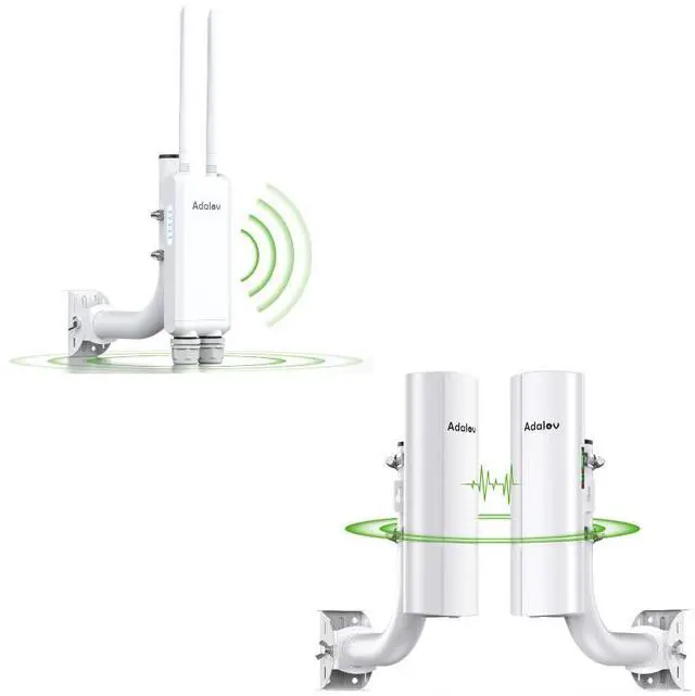 Main image of Gigabit Wireless Bridge with Mounts,AdaLov Point to Point/Multipoint WiFi Bridges,Outdoor CPE with 100/1000Mbps+Adalov Outdoor Wi-Fi Access Point with Bracket Mount, 1200Mbps Long Range Wifi Extender,