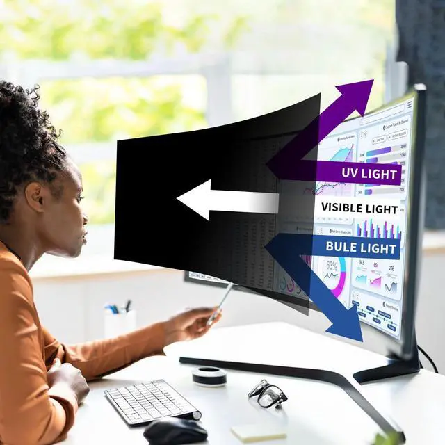 Alt view image 4 of 5 - ACONETMAX 34 Inches Privacy Screen Filter for Curved 21:9 Monitor, Computer Ultrawide Anti Glare Blue Light Shield Protector Film