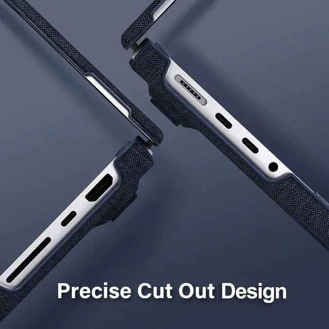 Alt view image 3 of 5 - MOSISO Compatible with MacBook Pro 14 inch Case 2025 2024 2023 2022 2021 M4 M3 M2 M1 A3112 A3185 A3401 A2918 A2992 A2779 A2442, Knit Fabric Coated Plastic Hard Case with Fold Kickstand, Haze Blue