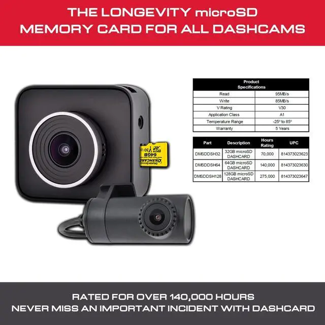 Alt view image 4 of 5 - Delkin 64GB microSD Card UHS-I U3/V30 with Adapter  DASHCARD | High-Endurance Memory Card for Dash Cams, Security Cameras, GoPro & More | Up to 140,000 Hours of Use | Fast & Reliable Performance