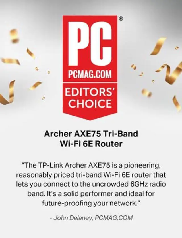 Alt view image 2 of 5 - TP-Link AXE5400 Tri-Band WiFi 6E Router (Archer AXE75)- Gigabit Wireless Internet Router, ax Router for Gaming, VPN Router, OneMesh, WPA3, Black