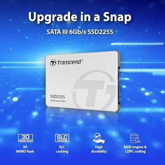 Alt view image 3 of 5 - Transcend 500GB 2.5" SATA III 6Gb/s SSD, Up to 530MB/s, Compatible with PS4, Laptops, Desktops, PCs, Notebooks Upgrade, Internal Solid State Drive with SLC Cache, 3D TLC NAND, RAID Engine, LDPC Coding