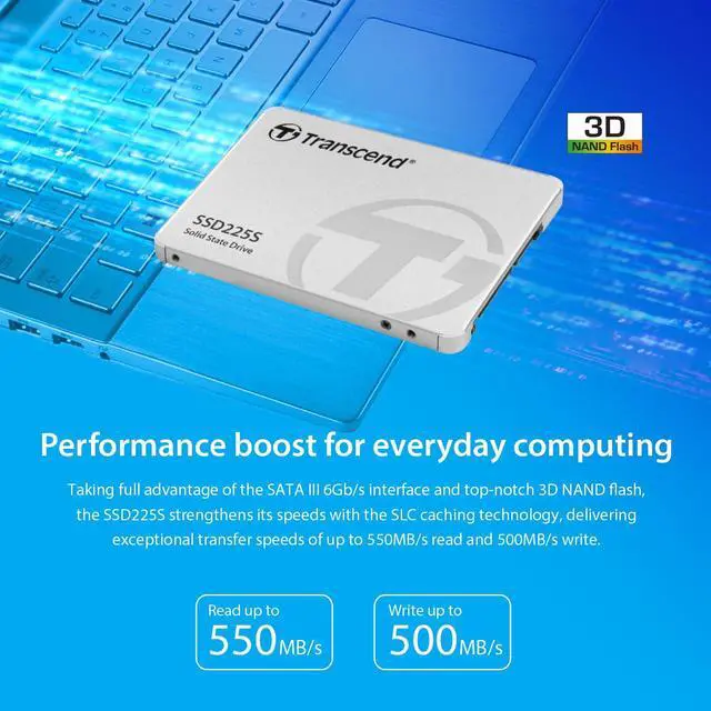 Alt view image 5 of 5 - Transcend 500GB 2.5" SATA III 6Gb/s SSD, Up to 530MB/s, Compatible with PS4, Laptops, Desktops, PCs, Notebooks Upgrade, Internal Solid State Drive with SLC Cache, 3D TLC NAND, RAID Engine, LDPC Coding