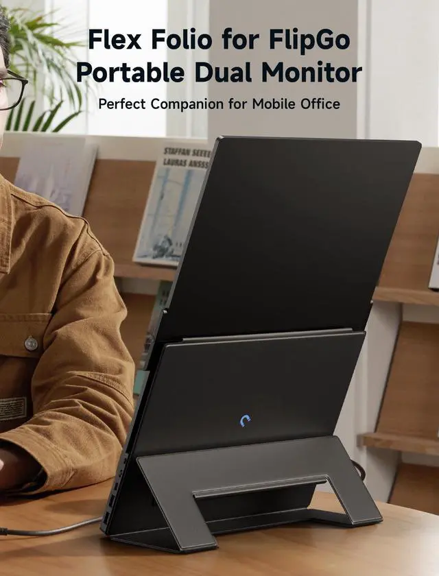 Alt view image 2 of 5 - JSAUX Leather Stand for FlipGo 13.5" Portable Monitor