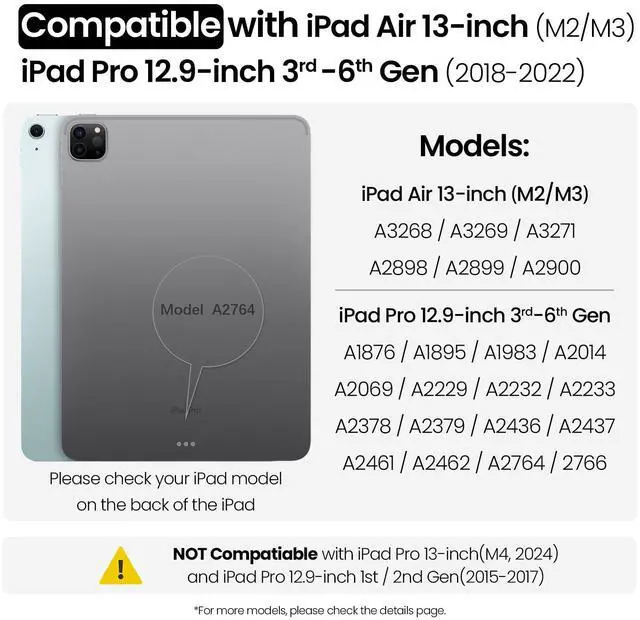 Alt view image 2 of 5 - Nillkin Carry Go Keyboard Case for iPad Air 13 inch (M3/M2) with Handle, iPad Pro 12.9 (3rd/4th/5th/6th Gen) Rugged Case with Detachable Keyboard, Magic Trackpad, 7 Colors Backlit, Camera Cover, Black