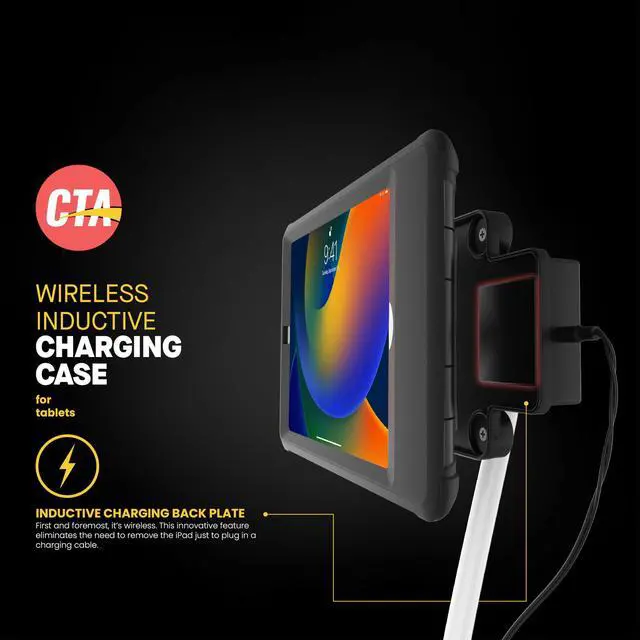 Alt view image 2 of 5 - iPad Wireless Charging Case - CTA Wireless Magnetic Charging Case and Base with Splash-Proof, Impact-Resistant Thick Silicone Cover for iPad 10th Generation 10.9 (PAD-ICCB109)